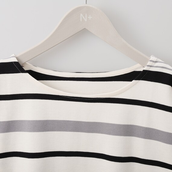 パネルボーダー７分袖プルオーバー　(64111) 4枚目画像