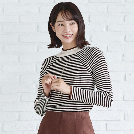 ボーダーボトルネックプルオーバー　(74114) 1枚目画像