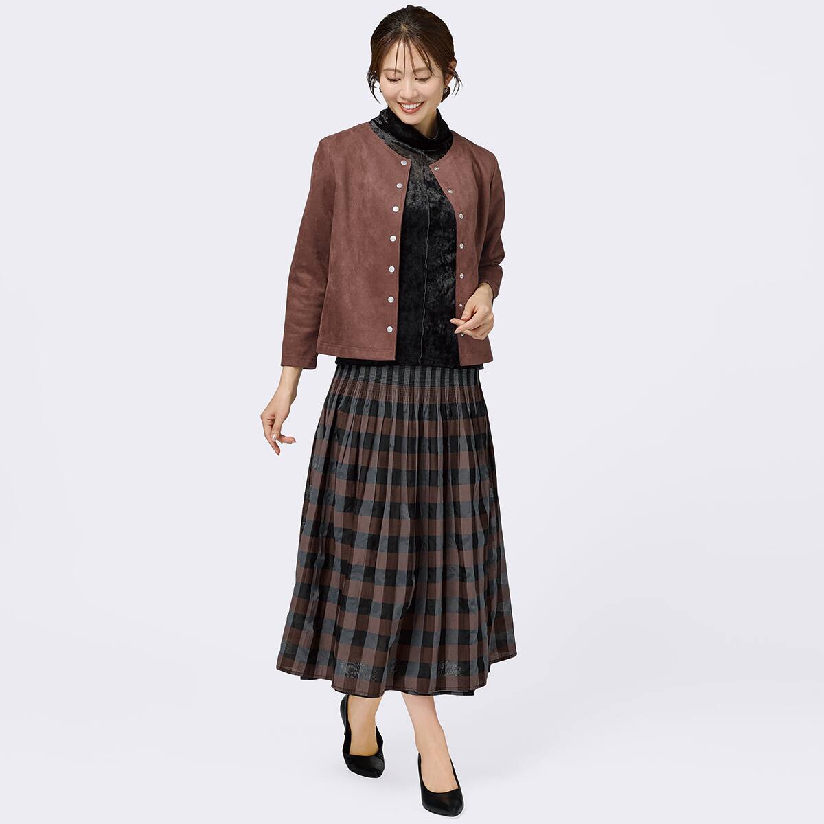 ノンノンドールリバーシブルスカート カタログ掲載品】【ウォッシャブル】パンサージャカードリバーシブル