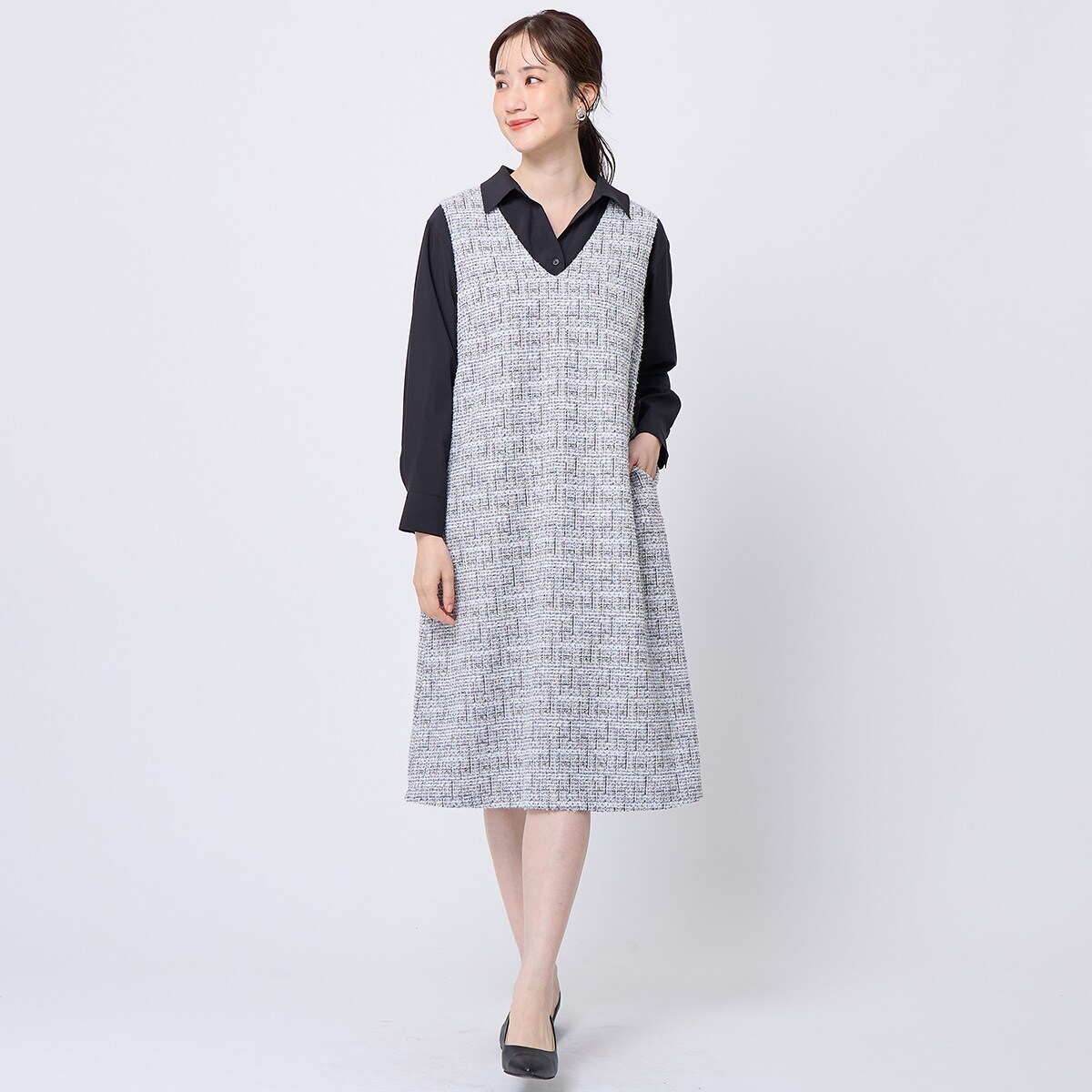 カットツイードジャンパースカート (44103) | ニトリネット【公式