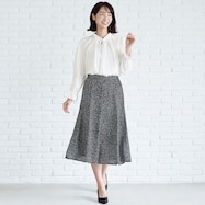 幾何柄モノトーン8枚はぎフレアースカート (34115)