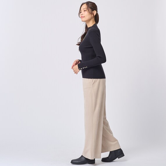 ピーチスキンエンボスセミワイドパンツ (24136) 3枚目画像