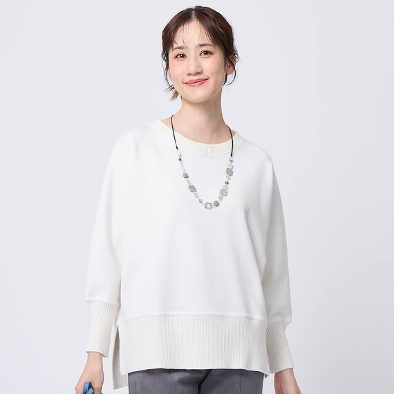 異素材使いドルマンスリーブプルオーバー　(74121) 3枚目画像