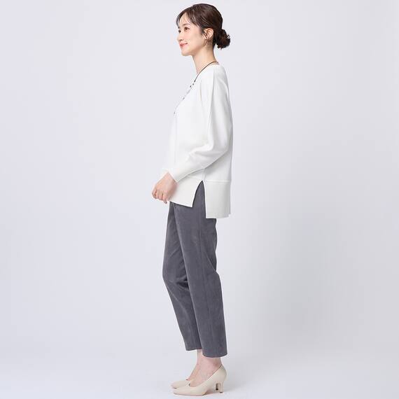 異素材使いドルマンスリーブプルオーバー　(74121) 5枚目画像