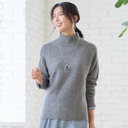 綿混ニット編地切替えプルオーバー (74120)