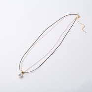 異素材チェーンアクリルパールネックレス (94117)