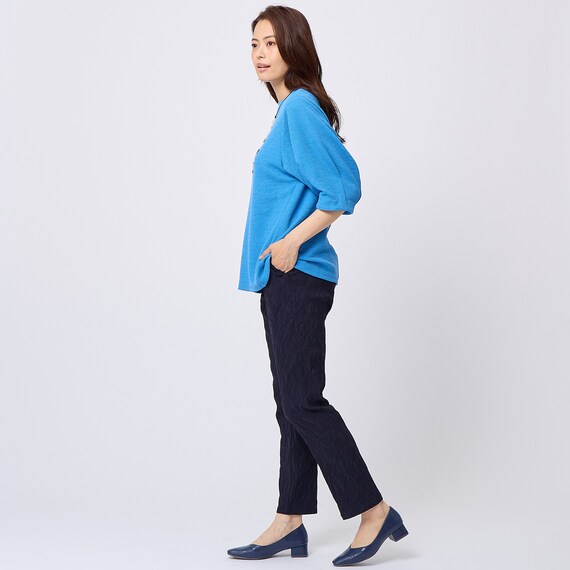 ボタニカル柄ジャカードテーパードパンツ (24147) 3枚目画像