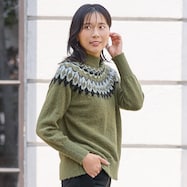 ヘアリーヤーンフェアアイル柄ニットプルオーバー (74122)