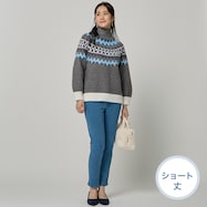 裏起毛テーパードデニムパンツ ショート丈 (24148)