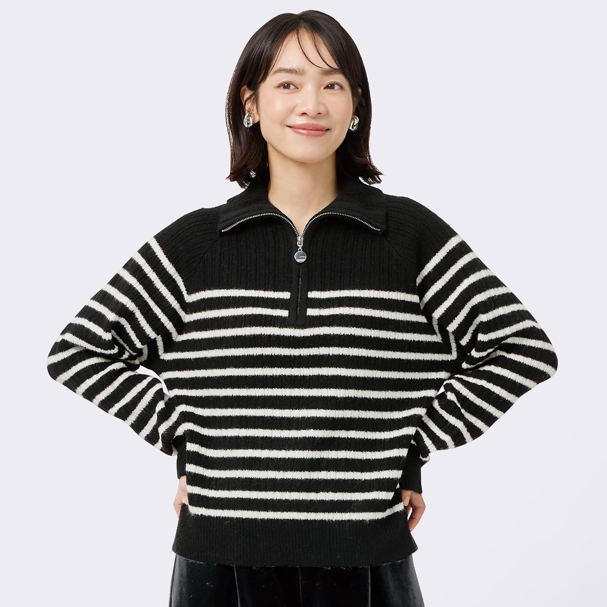 ハーフジップアップボーダー柄プルオーバー (74126) | ニトリネット