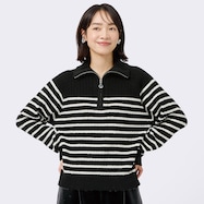 ハーフジップアップボーダー柄プルオーバー (74126)