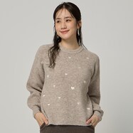 ハート刺繍入りニットプルオーバー　(74124)