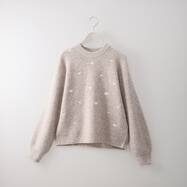 ハート刺繍入りニットプルオーバー　(74124)