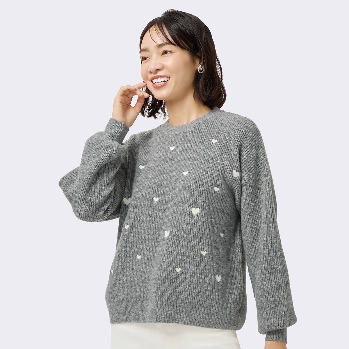 ハート刺繍入りニットプルオーバー (74124) | ニトリネット【公式