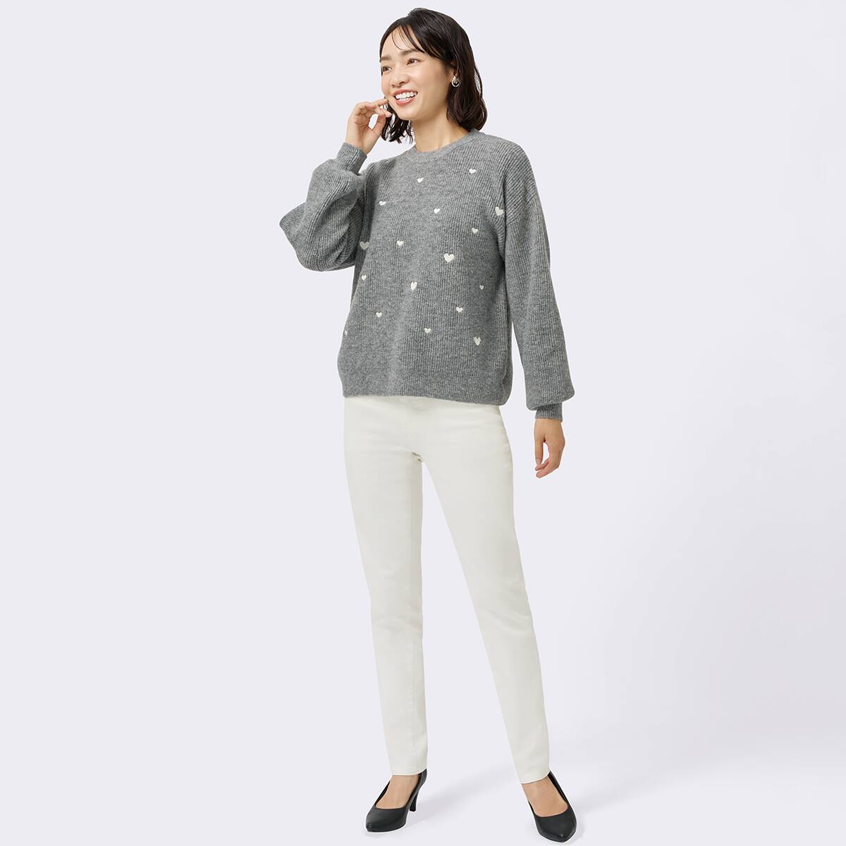 ハート刺繍入りニットプルオーバー (74124) | ニトリネット【公式