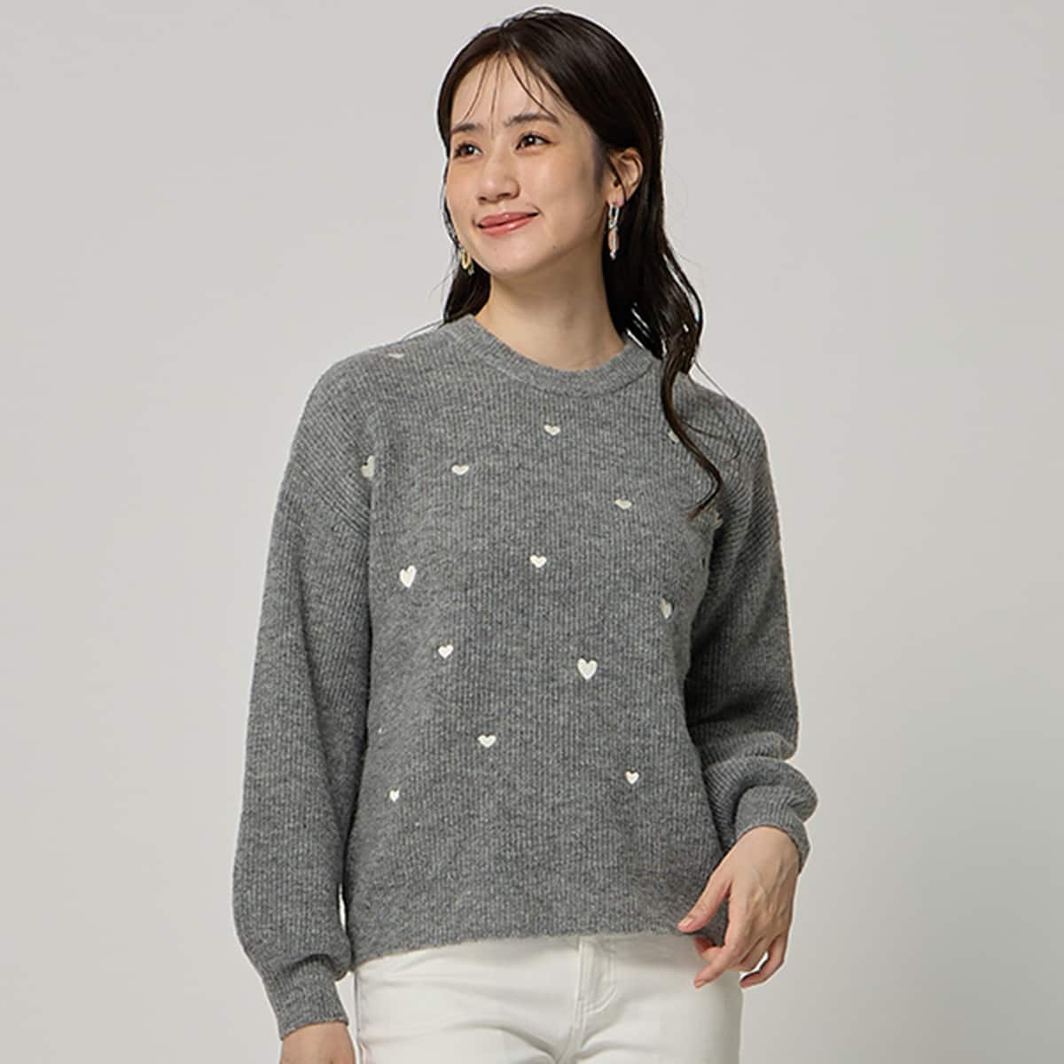 ハート刺繍入りニットプルオーバー (74124) | ニトリネット【公式