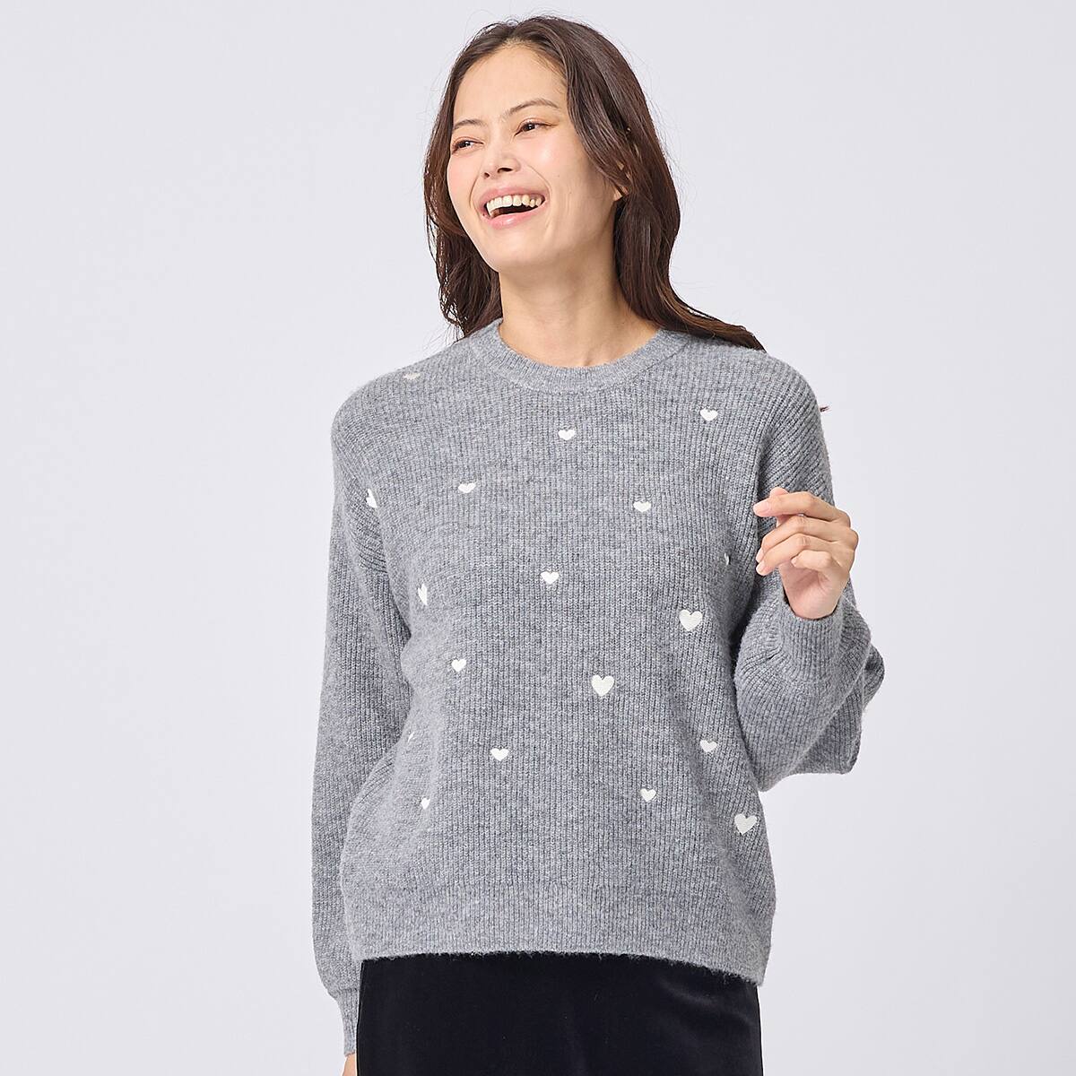 ハート刺繍入りニットプルオーバー (74124) | ニトリネット【公式