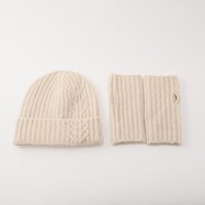 ケーブル編みニット帽子・手袋セット　(94142)