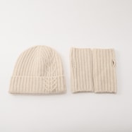 ケーブル編みニット帽子・手袋セット (94142)