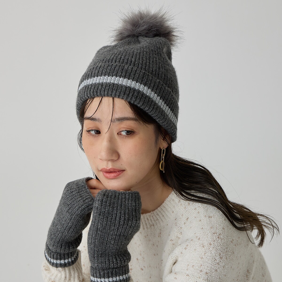 ラメラインニット帽子・手袋セット (94143) | ニトリネット【公式