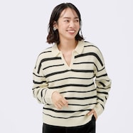 スキッパー襟ボーダーニットプルオーバー (74130)