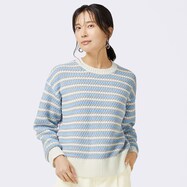 網代編みボーダーニットプルオーバー　(74132)