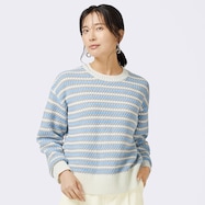 網代編みボーダーニットプルオーバー (74132)