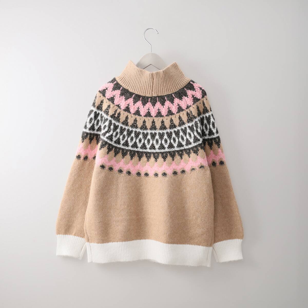 新品☆ARTESANIA☆フェアアイルニット ウール混紡フェアアイル柄 手編みニット・レトロブルーのセーター