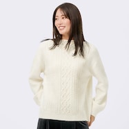 ケーブル編みラメ混ニットプルオーバー (74135)