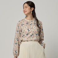 花柄スタンドネックブラウス (54116)