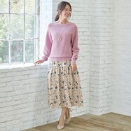 花柄ギャザー切替えスカート　(34125)