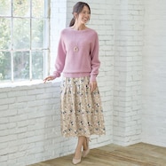 花柄ギャザー切替えスカート (34125)