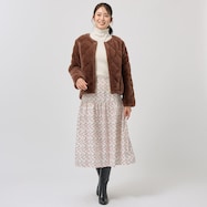 チェーン柄ギャザー切替えスカート (34126)