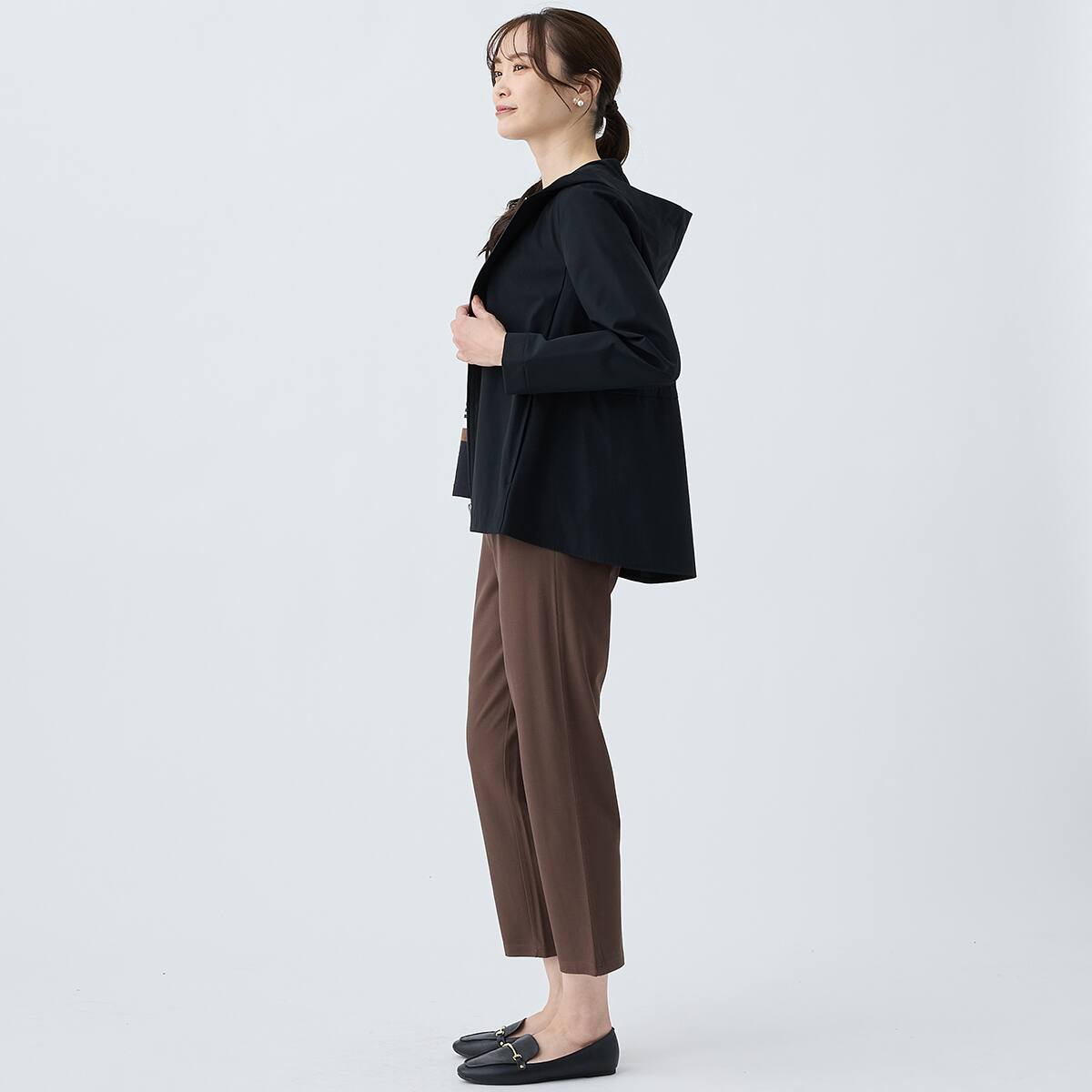 『yori』 撥水　バックギャザー　パーカー　ブラック coca｜【UVカット】バックギャザーパーカー | Rakuten Fashion(楽天