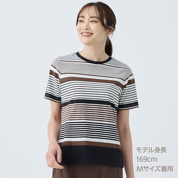 綿スラブパネルボーダープルオーバー　(65103) 1枚目画像