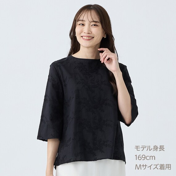 3D刺繍綿ローンブラウス (55105) 5枚目画像