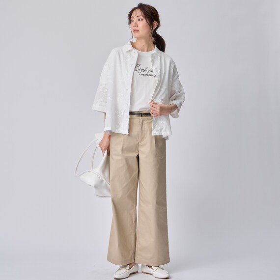 ３Ｄ刺繍綿ローン５分袖シャツ　(55106) 2枚目画像