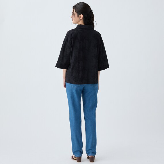 ３Ｄ刺繍綿ローン５分袖シャツ　(55106) 19枚目画像