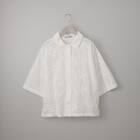 ３Ｄ刺繍綿ローン５分袖シャツ　(55106) 20枚目画像