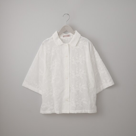 3D刺繍綿ローン5分袖シャツ (55106) 20枚目画像