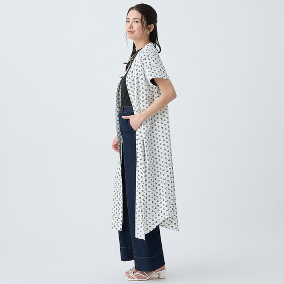 小紋柄レイヤード見えワンピース　(45102) 3枚目画像