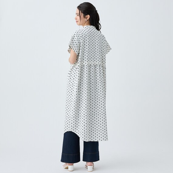 小紋柄レイヤード見えワンピース　(45102) 4枚目画像