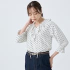 小紋柄ラッフル襟ブラウス (55107) 4枚目画像