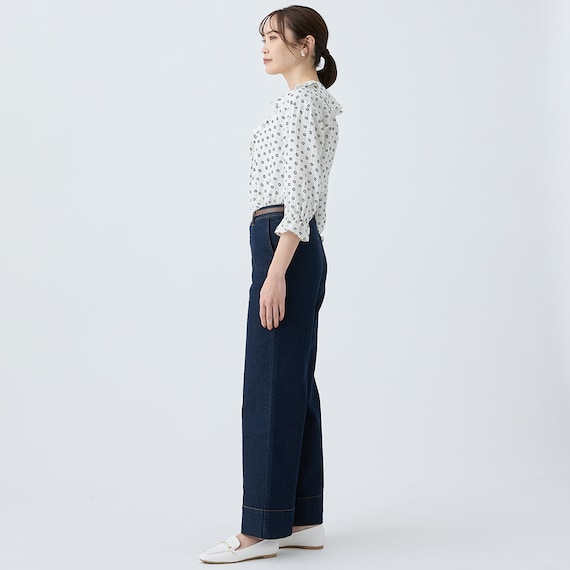 小紋柄ラッフル襟ブラウス (55107) 5枚目画像