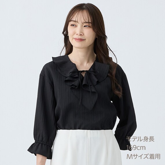 小紋柄ラッフル襟ブラウス　(55107) 7枚目画像