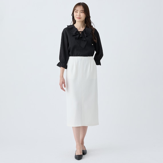 小紋柄ラッフル襟ブラウス (55107) 8枚目画像