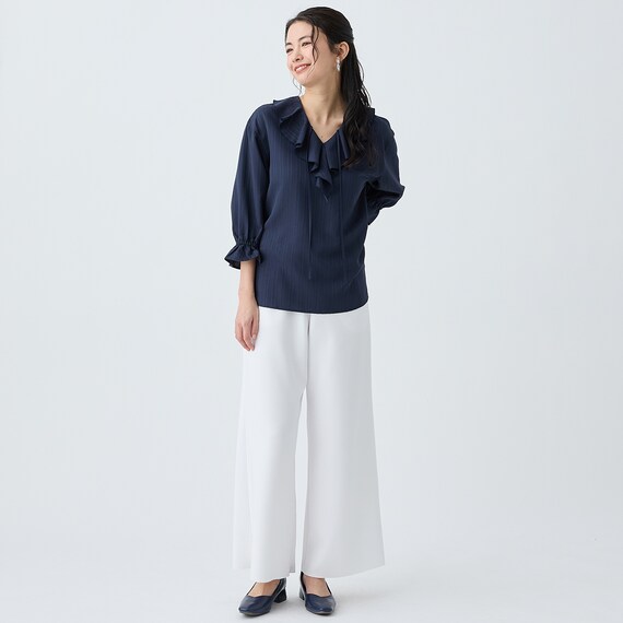 小紋柄ラッフル襟ブラウス　(55107) 16枚目画像