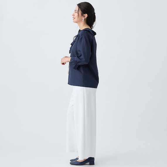 小紋柄ラッフル襟ブラウス (55107) 17枚目画像