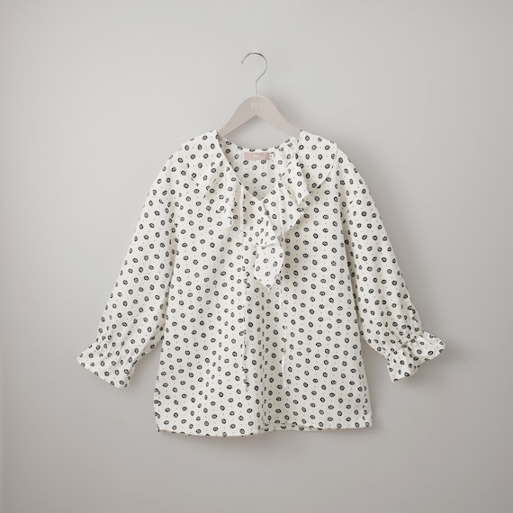 小紋柄ラッフル襟ブラウス (55107) 19枚目画像