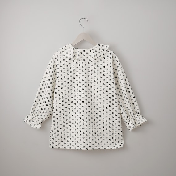 小紋柄ラッフル襟ブラウス (55107) 20枚目画像